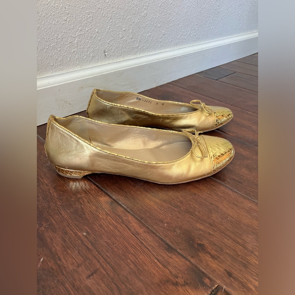 Stuart Weitzman Metallic Gold Flats